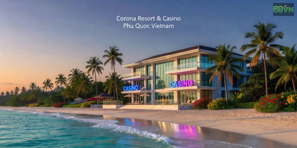 Hình ảnh minh họa khu nghỉ dưỡng Corona Resort & Casino sang trọng tại Phú Quốc với bãi biển nhiệt đới.