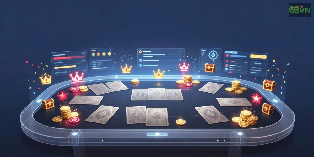 Khái niệm game bài đổi thưởng 69vn được minh họa qua bàn chơi bài chuyên nghiệp