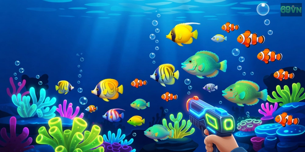 Hình minh họa khái niệm bắn cá miễn phí 69vn với giao diện game hấp dẫn