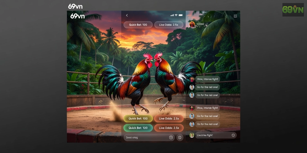 Hình ảnh streaming đá gà chất lượng cao trên nền tảng 69vn uy tín